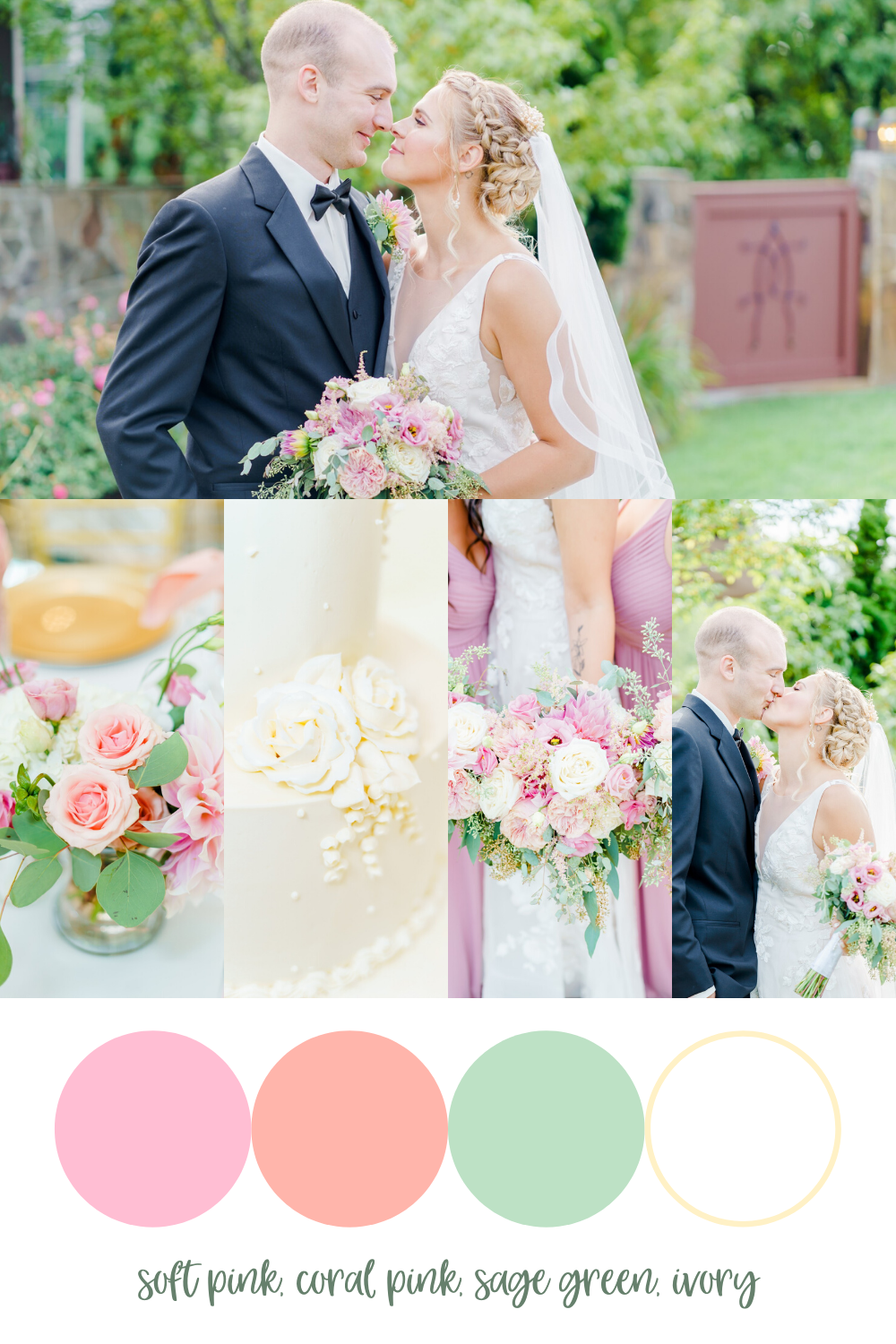 pink coral sage wedding color palette